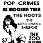 Pop Crimes, Ex Modern Teen, The Hoots & The Unbelievable Bargains