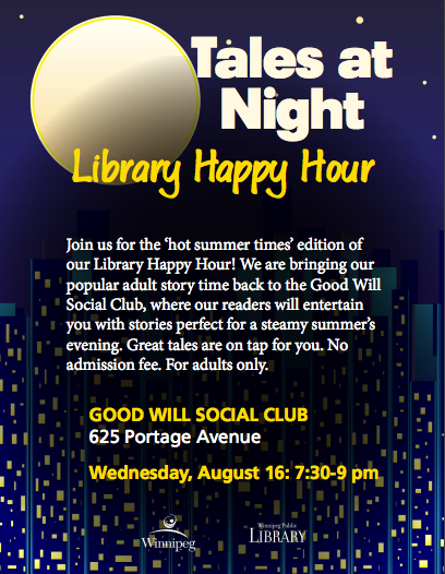 "Tales at Night" Library Happy Hour @ThatGoodWill Aug16